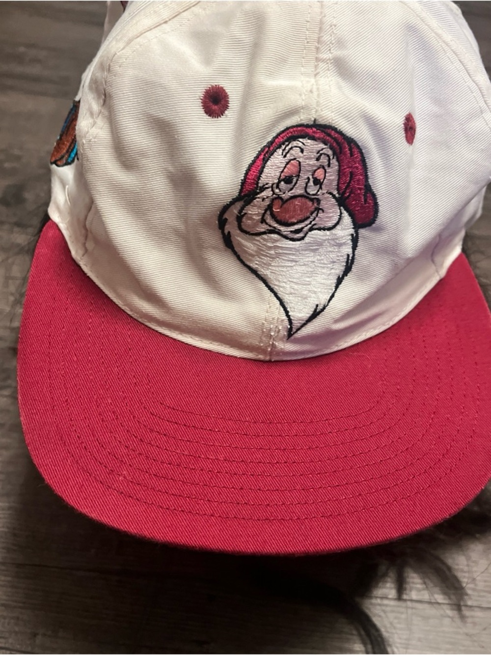 Disney White & Maroon Embroidered Interior Logo Cap